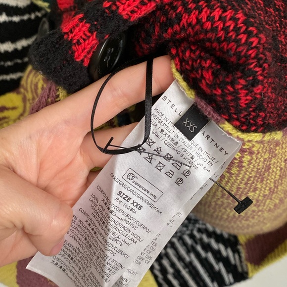 EUC STELLA MCCARTNEY + Ed Curtis patchwork jacquard-knit wool cardigan - Picture 10 of 12